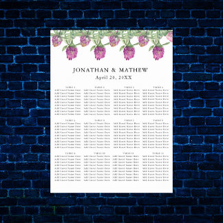 Poster Assentos de Casamento Floral Aquarela Jungle de Ve