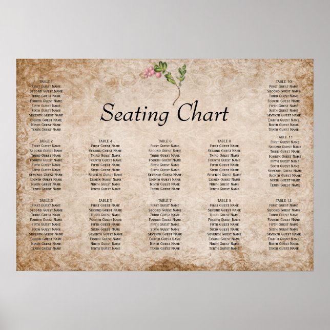 Poster Assentos De Recepção de casamento De Berries Rosa- (Frente)