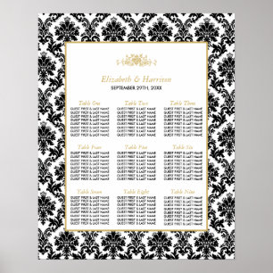 Póster Assentos Dourados, Pretos e Brancos do Casamento t