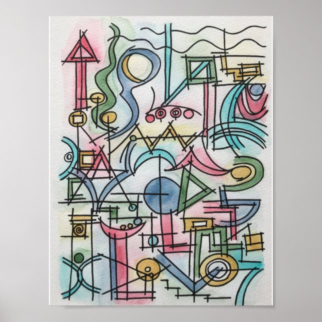 Poster Assimetria - Arte Geométrica Moderna Bauhaus (Frente)