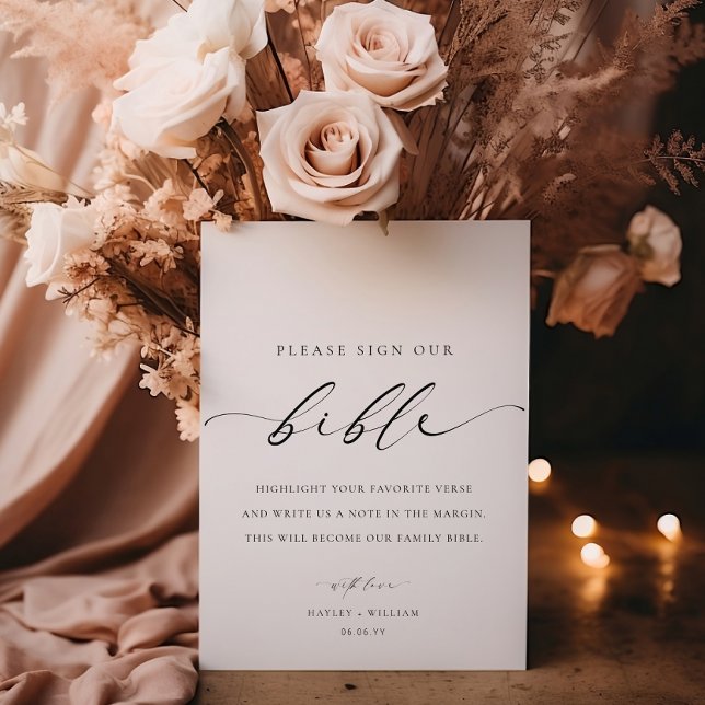 Poster Assinar Nosso Livro De Convidado De Casamento De B (Bible Guest Book Sign)