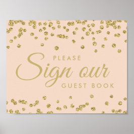 Póster Assinar o Dourado Faux Glitter Confetti Blush do G