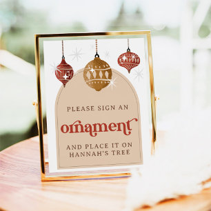 Poster Assinar um Ornamento Retro Bauble Christmas Bridal