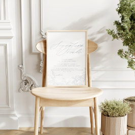 Poster Assinatura Bebe Casamento Azul Moderno Vintage