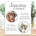 Poster Assinatura Bebe Foto De Casamento De Pet De Prata<br><div class="desc">Signature Cocktails vindo de seus animais de estimação! Inclua seu melhor cachorro, melhor gato e qualquer animal de estimação no seu casamento com seu próprio bar de bebida para seus hóspedes. Perfeito para amantes de cães, e um bar especial de cães será um sucesso no seu casamento. Imagens e modelos...</div>