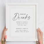 Poster Assinatura Bebe Sinal de Casamento | Menu Cocktail<br><div class="desc">Sirva seus coquetéis em estilo com esta elegante placa de casamento Signature Beba, apresentando um moderno design preto e branco com espaço para as escolhas de bebidas da noiva e do noivo. Perfeito para mostrar no seu bar ou área de recepção, este poster de menu de cocktail adiciona um toque...</div>