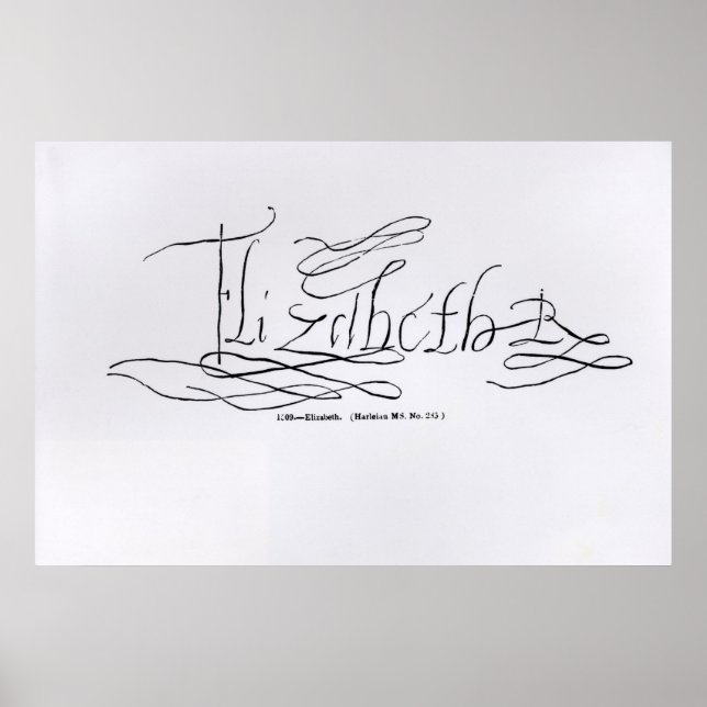 Poster Assinatura da Rainha Elizabeth I (Frente)