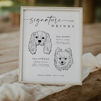 Poster Assinatura de Cão Moderno Bebe Sinal de Bar de Pet