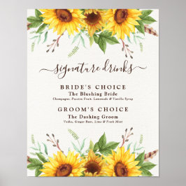Poster Assinatura de Casamento Bebe Rustic Boho Sunflower