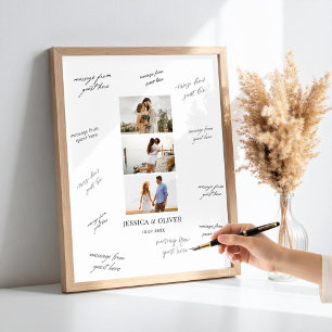 Poster Assinatura de Convidados de Casamento com 3 Fotos 