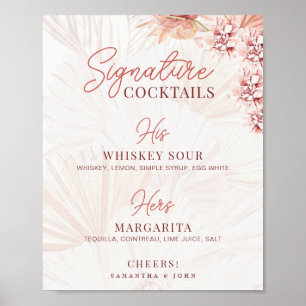 Poster Assinatura de Coquetéis Boho Drinks Dela Dele Casa