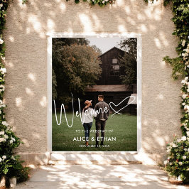 Poster Assinatura de Coração de Boas-Vindas de Casamento 