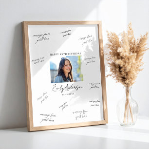 Poster Assinatura do convidado de aniversário em foto
