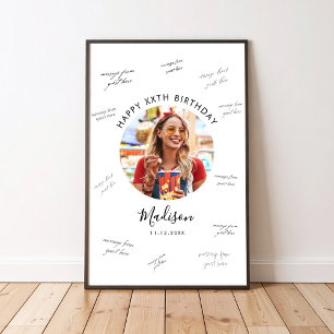 Poster Assinatura do convidado de aniversário em foto