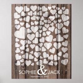 Poster assinatura do livro de hóspedes do casamento coraç