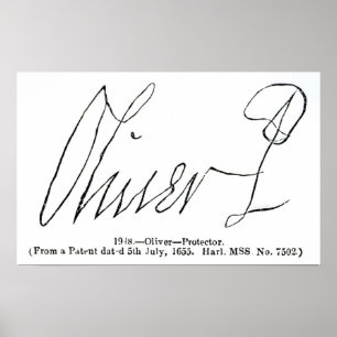 Póster Assinatura do senhor Protetor de Oliver Cromwell