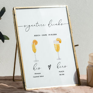 Poster assinatura moderna símbolo de bar de casamento