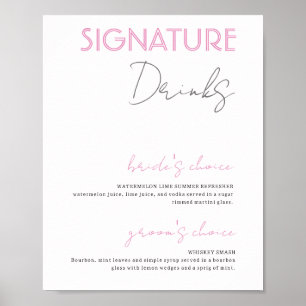 Poster Assinatura Púrpura e branca Bebe Bar de Casamento