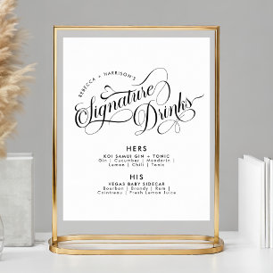 Poster Assinatura Romântica Bebe Bar de Casamento