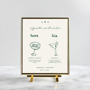 Poster Assinatura Whimsical Bebe Sinal de Casamento Cockt