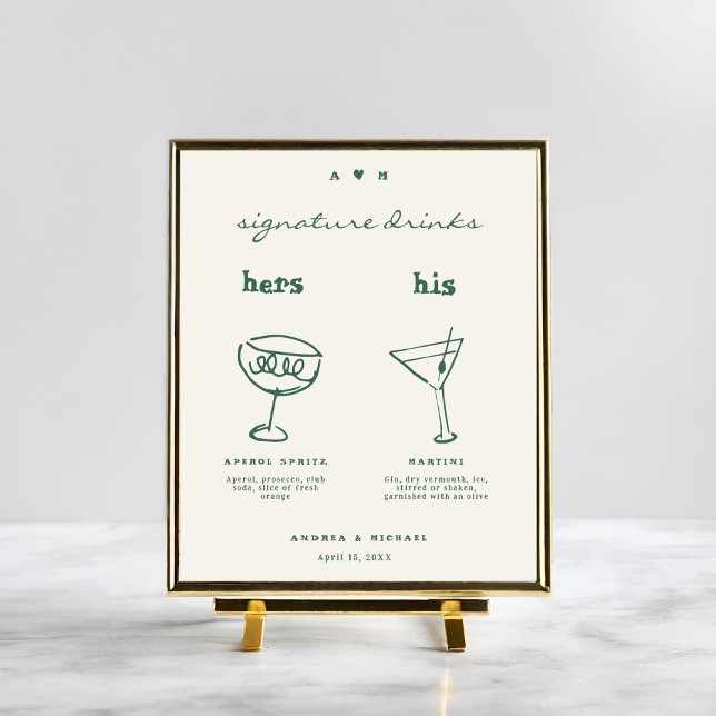 Poster Assinatura Whimsical Bebe Sinal de Casamento Cockt (Criador carregado)
