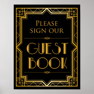 Póster Assine nosso art deco do sinal   Gatsby do