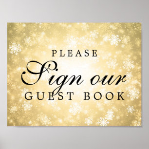 Poster Assine Nosso Casamento Guestbook Winter Wonderland