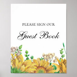 Poster Assine nosso livro de hóspedes. Flores russas. Gir