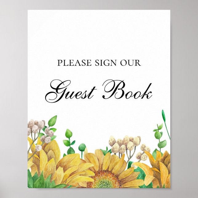 Poster Assine nosso livro de visitas. Flores rústicas. Gi (Frente)