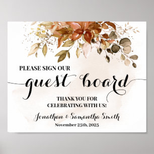 Poster Assine nosso Quadro de Convidados Casamento Chuva 