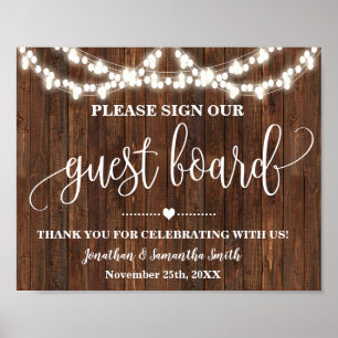 Poster Assine nosso quadro de convidados Sinal de casamen