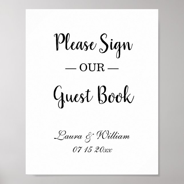 Poster Assine Nosso Sinal De Casamento De Guestbook (Frente)
