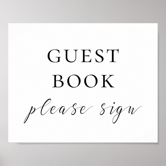 Poster Assine o livro de visitas. Casamento com letra pre (Frente)