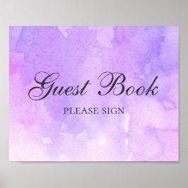 Poster Assine o livro de visitas. Casamento roxo. Lilás a