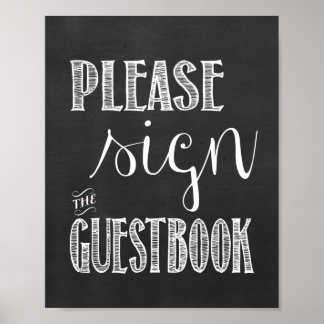 Poster Assine o Sinal de Quadro de Casamento de Guestbook