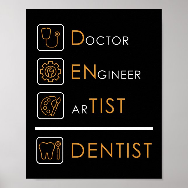 Poster Assistente Dental Dentista Artista de Engenheiro M (Frente)