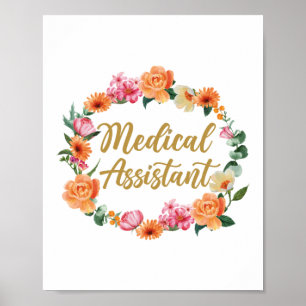 Poster Assistente médico Cma Assistente médico Floral