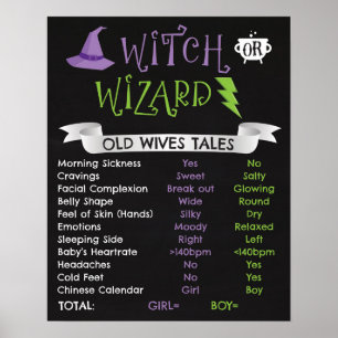 Poster Assistente ou Sexo de Bruxas Revele Sinal de Espos