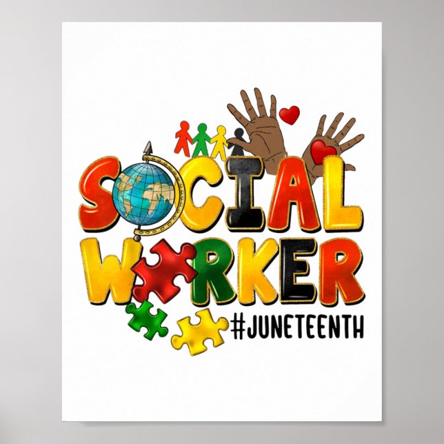 Poster Assistente Social Juneteenth 1865 Afro-Americano B (Frente)