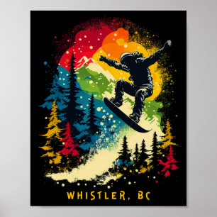 Poster Assobiador Bc Canadá Snowboarder Snowboard Resort