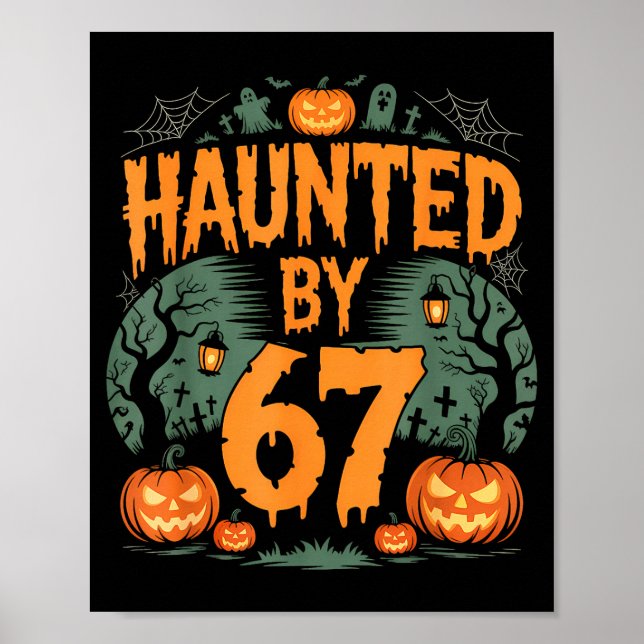 Poster Assombrado Pelo Meme 67 Abóbora de Halloween (Frente)