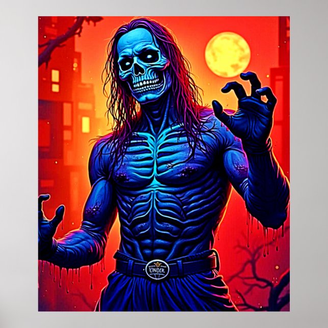 Poster Assombrando O Demônio Zombie Na Design Da Cidade (Frente)