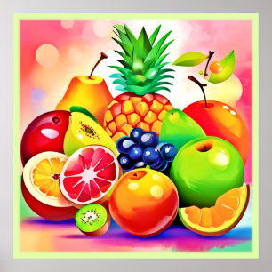Poster Assórdio de Frutas Tropicais