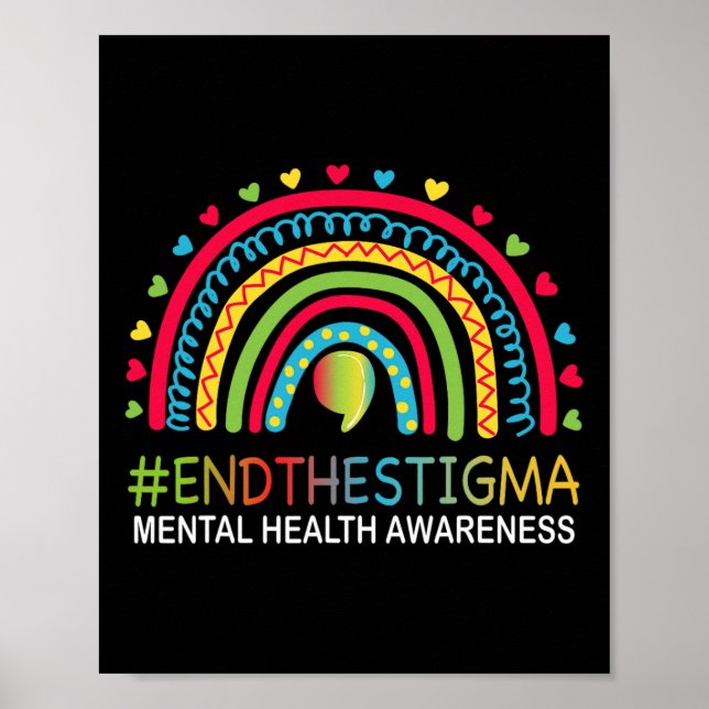 Poster Assuntos De Saúde Mental Acabam Com O Estigma Rain (Frente)