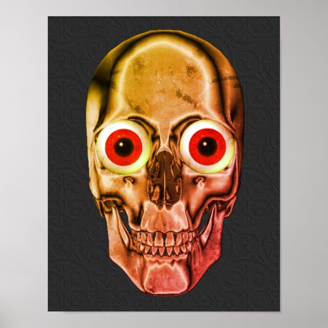 Poster Assustador Caveira Olhos Vermelhos (Frente)