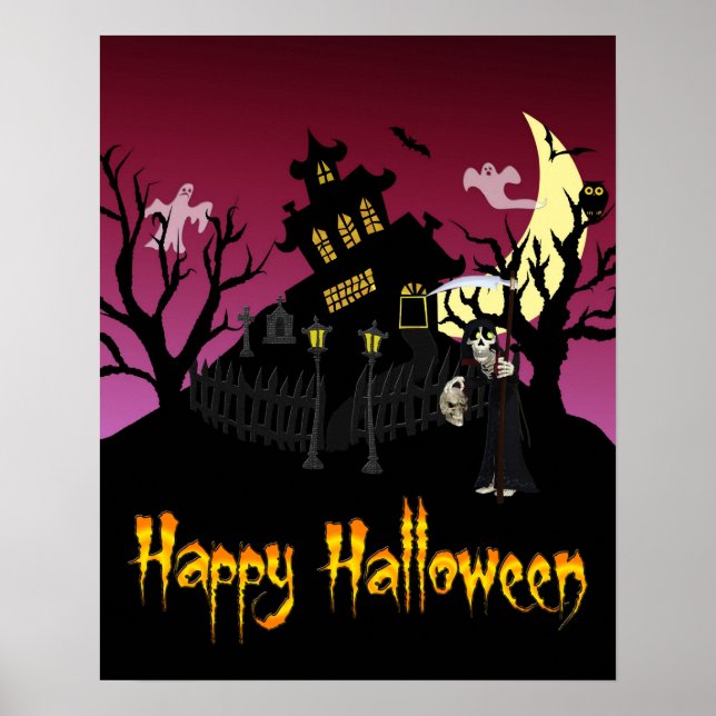 Poster Assustador Halloween (Frente)
