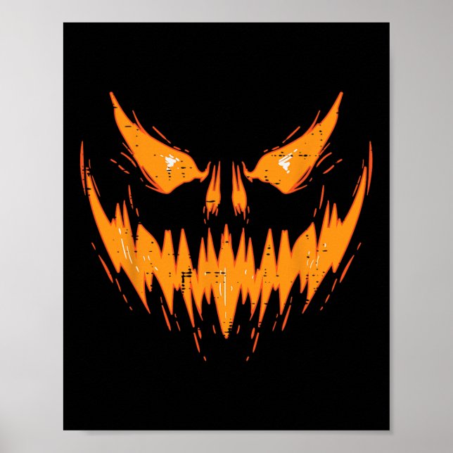 Poster Assustador Jack O Lanterna Face Pumpkin Halloween (Frente)