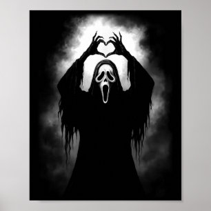 Poster Assustador Rosto Assustador Mãos do Coração Fantas