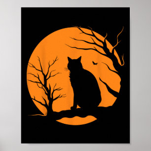 Poster Assustador Vintage Halloween Black Cat Figurume Re