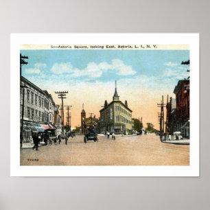 Poster Astoria Square, Astoria, Queens, Nova York Vintage